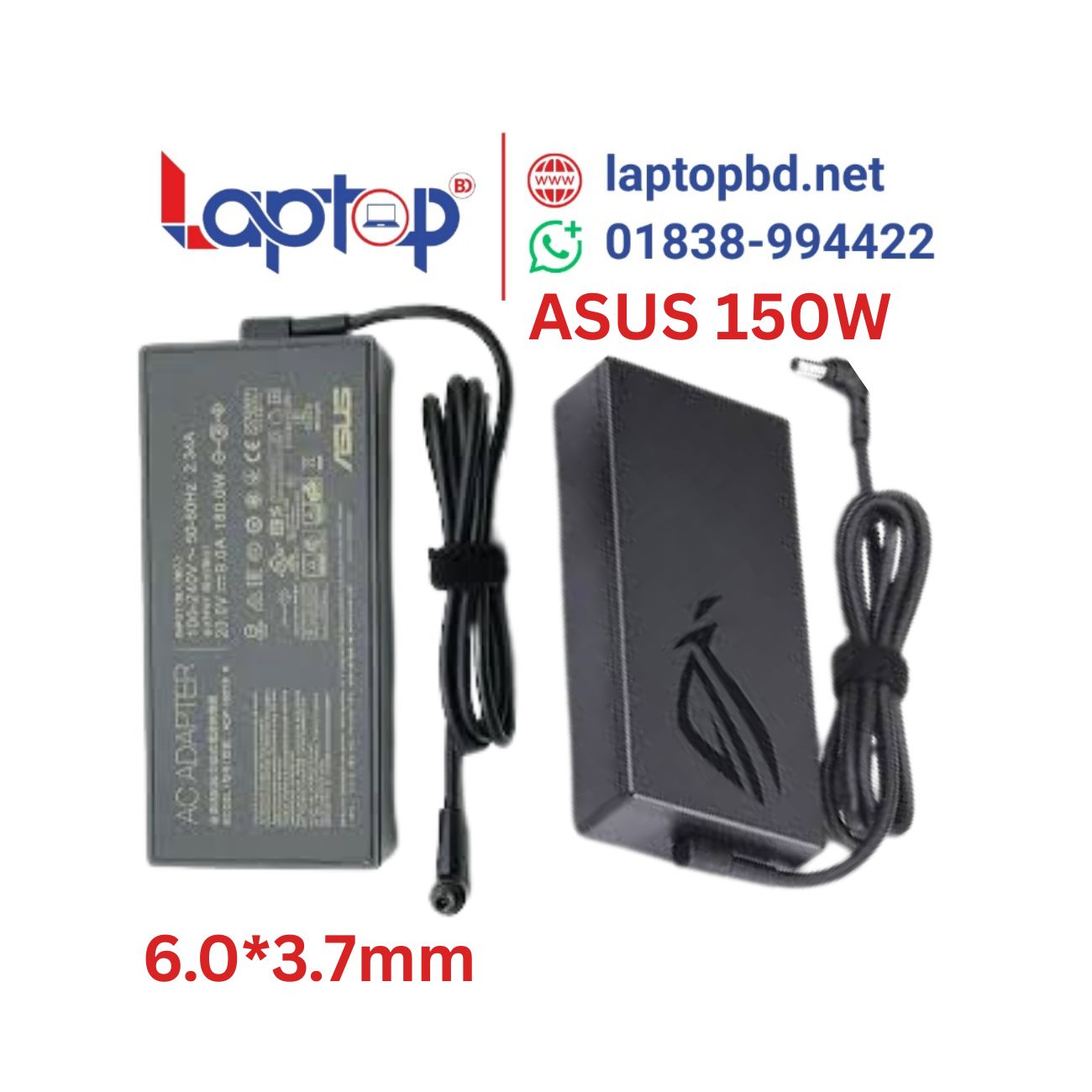 Asus 20v 9a 150w 6.03.7mm Original Quality Adapter for Asus ROG Gamming at Laptop BD Asus 20v 7.5a 150w 6.0*3.7mm Original Quality Adapter for Asus ROG TUF Gaming