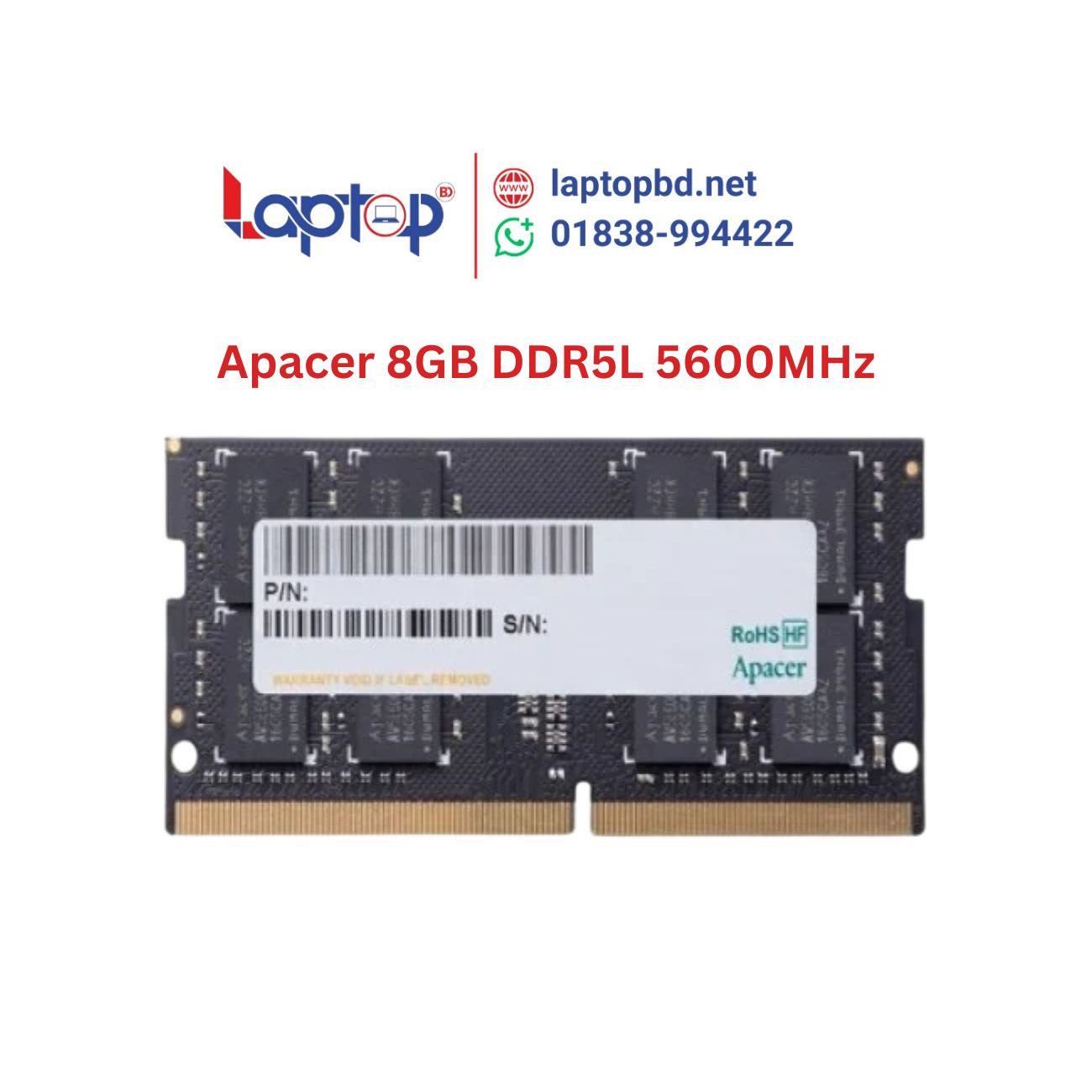 Apacer 8GB DDR5L 5600MHz Laptop RAM at Laptop BD Apacer 8GB DDR5L 5600MHz Laptop RAM at Laptop BD