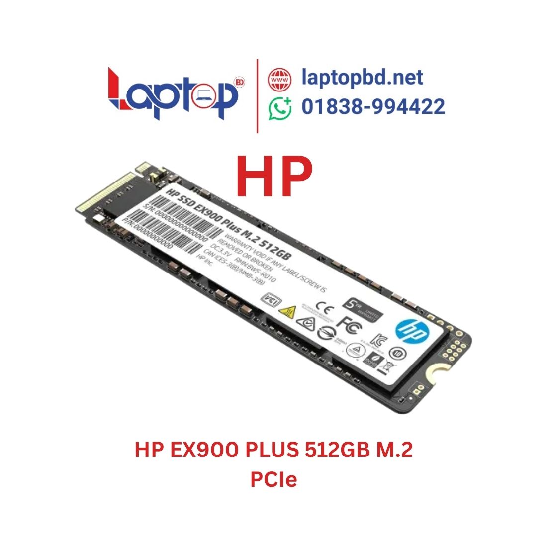 HP EX900 PLUS 512GB M.2 PCIe NVMe Internal SSD at Laptop BD HP EX900 PLUS 512GB M.2 PCIe NVMe Internal SSD at Laptop BD