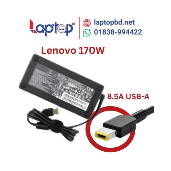 Lenovo 170W 20V 8.5A USB-A Laptop Power Charger Adapter at Laptop BD
