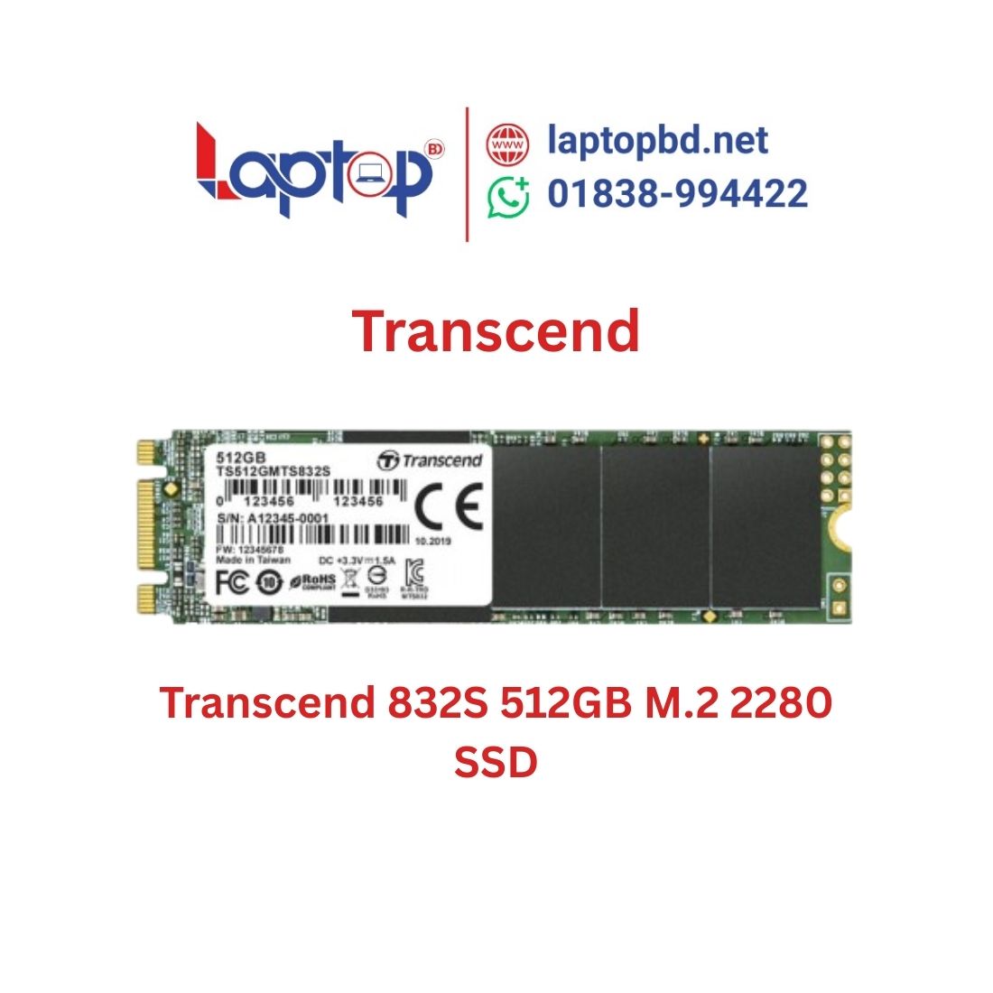 Transcend 832S 512GB M.2 2280 SATAIII SSD at Laptop BD Transcend 832S 512GB M.2 2280 SATAIII SSD at Laptop BD