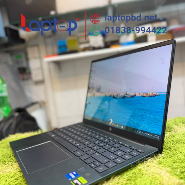 HP Pavilion Plus 14 laptop viewed from the front with the screen open